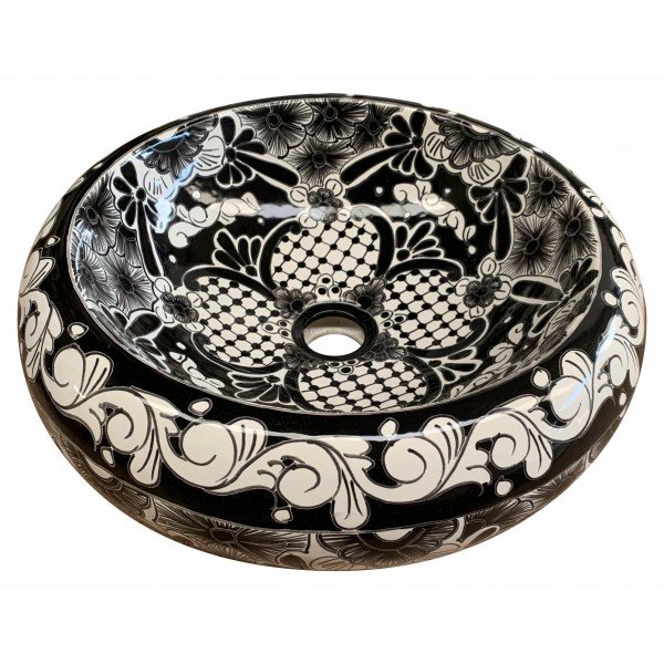 Talavera Round Vessel Sink Donut Acapulco Negro